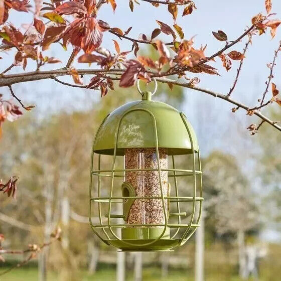 Large Hanging Bird Feeder Garden Metal Cage Seed Feeding Station Green