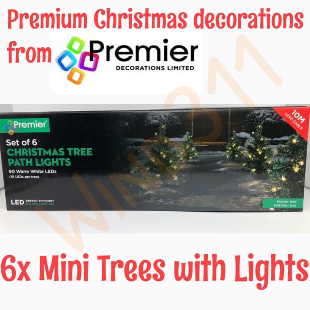 Premier Mini Christmas Tree Led Path Lights Set Of 6 - Outdoor