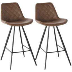 Homcom Set Of 2 Bar Stools Vintage Microfiber Cloth Tub Seats Padded