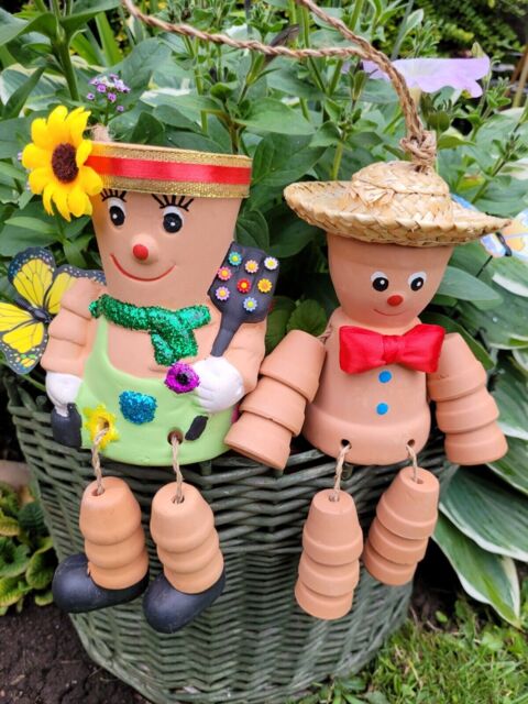 Two Terracotta Figurines Boy And Girl Ornament Birthday Gift