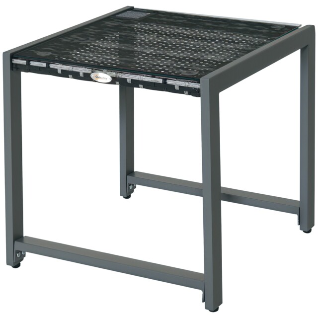 Outsunny Rattan End Table Side Coffee Desk Outdoor Patio Garden