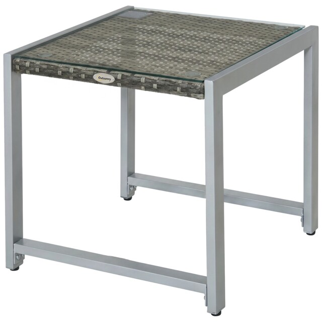 Outsunny Rattan End Table Side Coffee Desk Outdoor Patio Garden