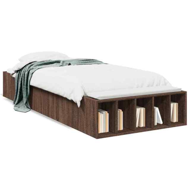 Bed Frame Brown Oak 75x190 Cm Small Single Engineered Wood Vidaxl