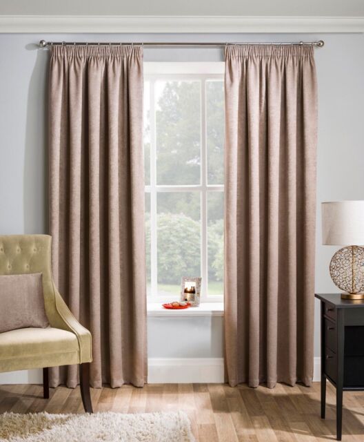 "Matrix Plain Thermal Blockout Curtains Woven Self Lined 3"" Pencil"