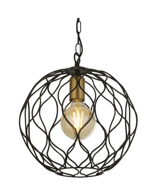 Ceiling Light Black Finesse Matt Gold Searchlight 4511-1bk