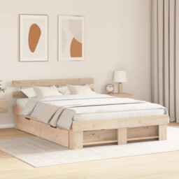 Bed Frame With Headboard Brown 140 X 200 Cm Solid Pine Wood Vidaxl