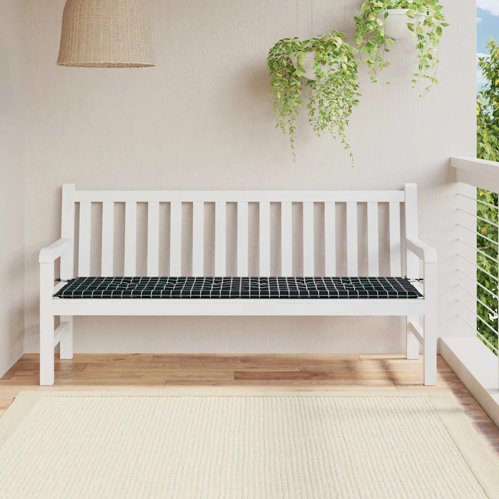 Garden Bench Cushion Plaid Black 180 X 50 X Cm Oxford Fabric