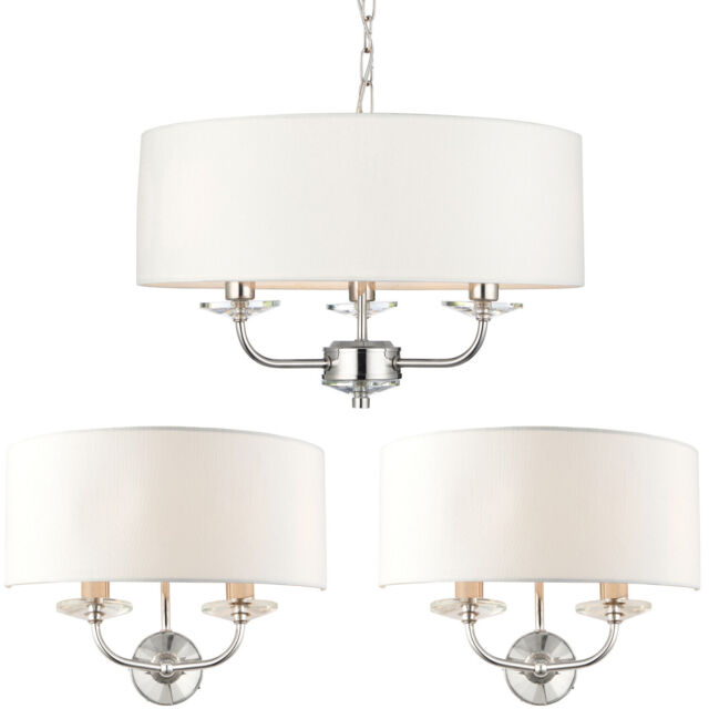 3 Bulb Ceiling Pendant Lamp & 2x Matching Twin Wall Light Modern
