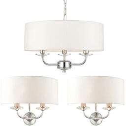 3 Bulb Ceiling Pendant Lamp & 2x Matching Twin Wall Light Modern
