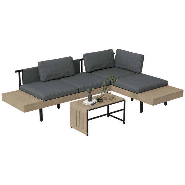 Outsunny Hdpe Garden Furniture Sets With Cushions, Table, L-shaped