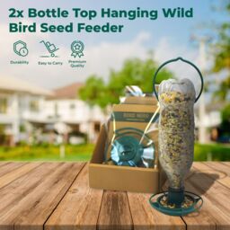 2x Bottle Top Hanging Wild Bird Seed Feeder Kit Recycle Refillable