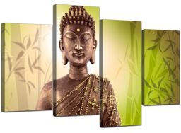 Large Buddha Canvas Pictures Wall Art Prints Lime Green 130cm Xl 4100