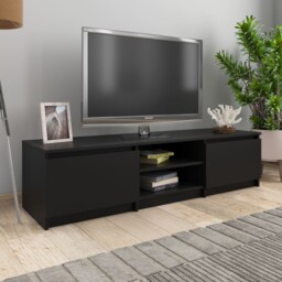 Black Engineered Wood Tv Cabinet 140x40x35.5 Cm Stylish Storage Unit