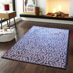 Kaleido Vintage Geometric Pattern Area Rug (purple/cream,