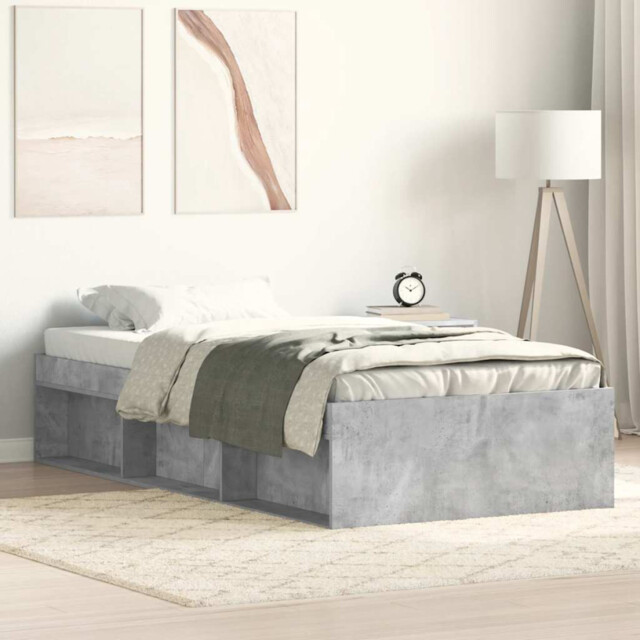 Bed Frame Concrete Grey 90x190cm Engineered Wood Pine 6 Openstorage