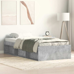 Bed Frame Concrete Grey 90x190cm Engineered Wood Pine 6 Openstorage