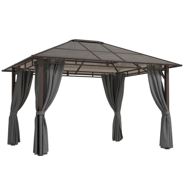 Hardtop Gazebo Dark Grey 365x300x274cm Steel Frame Polycarbonate Roof