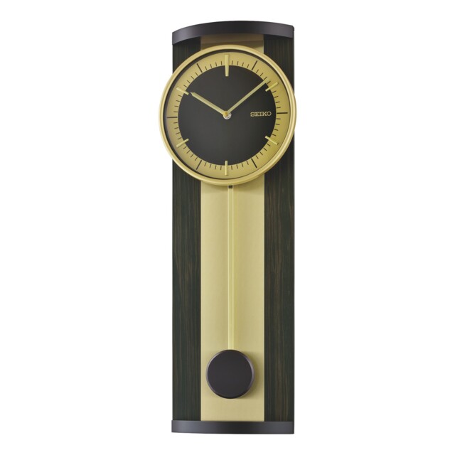 Seiko Timeless Black & Gold Wooden Pendulum Clock Qxc244g