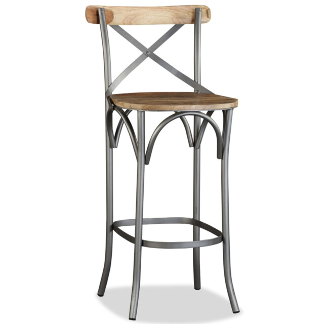 Bar Stool Natural Mango Wood 76cm Seat Solid Mango Wood & Steel