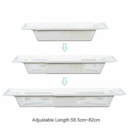 Over Bath Tub Rack White Extendable Plastic Tray Caddy Bathroom Rack