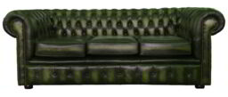 Antique Green Chesterfield 100% Genuine Leather Three Seater Sofa