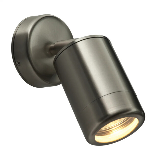 Outdoor Light Silver Odyssey Single Spot Adjustable Wall Ip65 Brushed