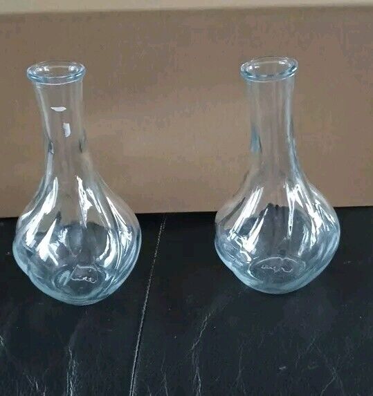 Ikea Clear Glass Flower Vases X 2 Twist Pattern Viljestark 17cm