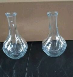 Ikea Clear Glass Flower Vases X 2 Twist Pattern Viljestark 17cm
