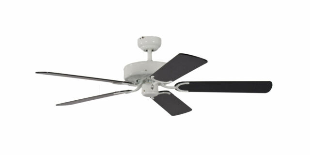 "Low Profile Ceiling Fan Without Lights Potkuri White Black 52"" Indoor"