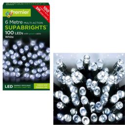 Premier 100 Multi-action Supabrights Led Lights On Green Cable - White