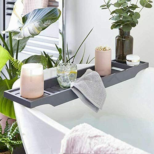 Bamboo Wood Bath Tub Rack Bathroom Shelf Tidy Tray Storage Caddy