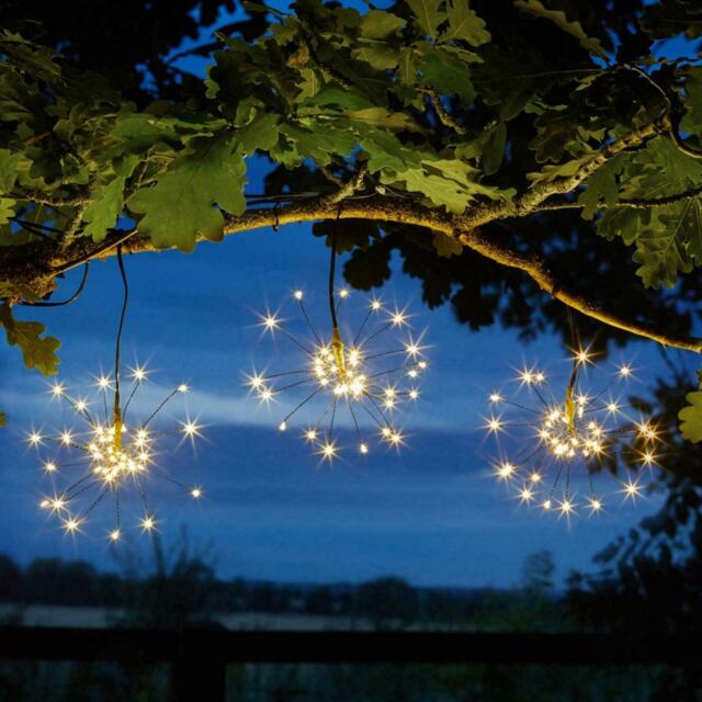 3pk Starburst Solar Powered Led Garden Pendant Light Outdoor Feature
