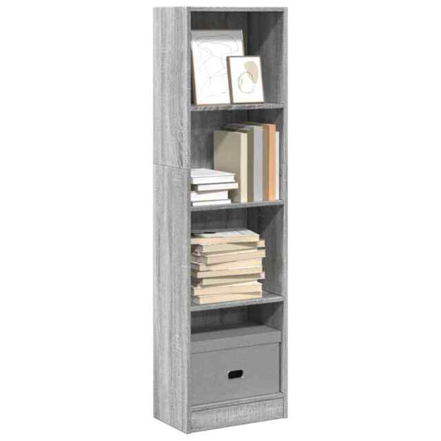 Bookcase Grey Sonoma 40x24x143 Cm Engineered Wood Vidaxl