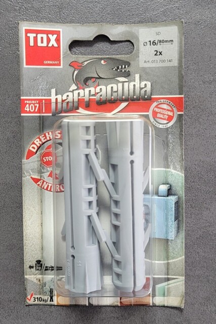 Tox Expansion Anchor Barracuda 16x80 Mm, 013700141, Gray. 2 Pcs.
