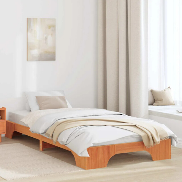 Bed Frame Wax Brown 207 X 87 X 17 Cm Solid Pine Wood Vidaxl