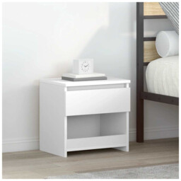 Bedside Cabinet High Gloss White 40x30x39cm Engineered Wood 1 Drawer