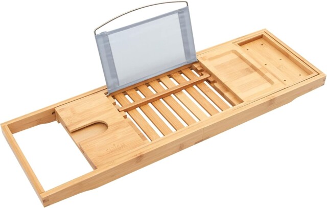 Wooden Bamboo Bath Caddy Tray Bathtub Board Bath Shelf Wine Tablet