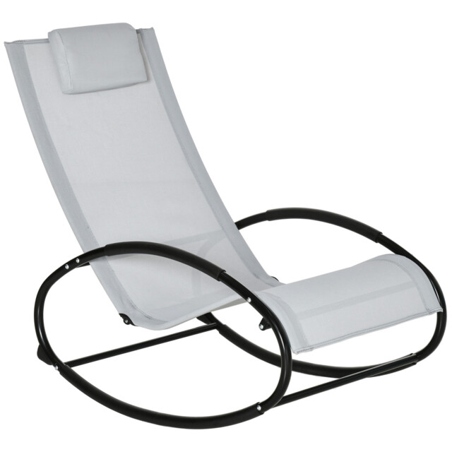 Zero Gravity Rocking Chair Outdoor Patio Lounger W/ Pillow