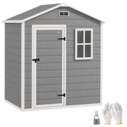 Garden Shed Grey 182x121x200cm Pp Resin/aluminium 12mm Wood-effect
