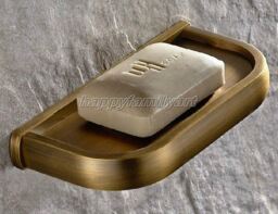 Antique Brass Square Shape Wall Mounted Bathroom Soap Dish Holder