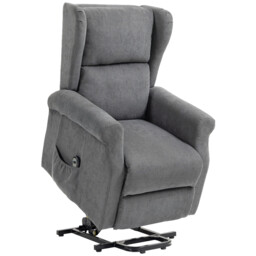 Power Lift Recliner Chair Charcoal Grey Linen Look 72.5x94x109cm Steel