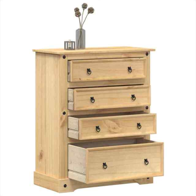 Chest Of Drawers Corona 92x48x120 Cm Solid Wood Pine Vidaxl