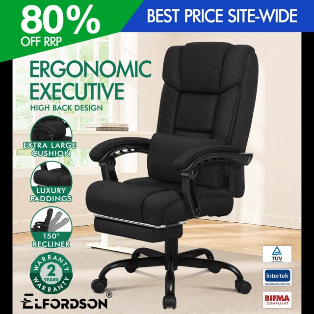 Elfordson Office Chair Executive High Back Recliner Swivel Footrest