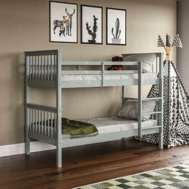 Bunk Bed High Sleeper Solid Pine Wood Frame Ladder Slats Single 3ft