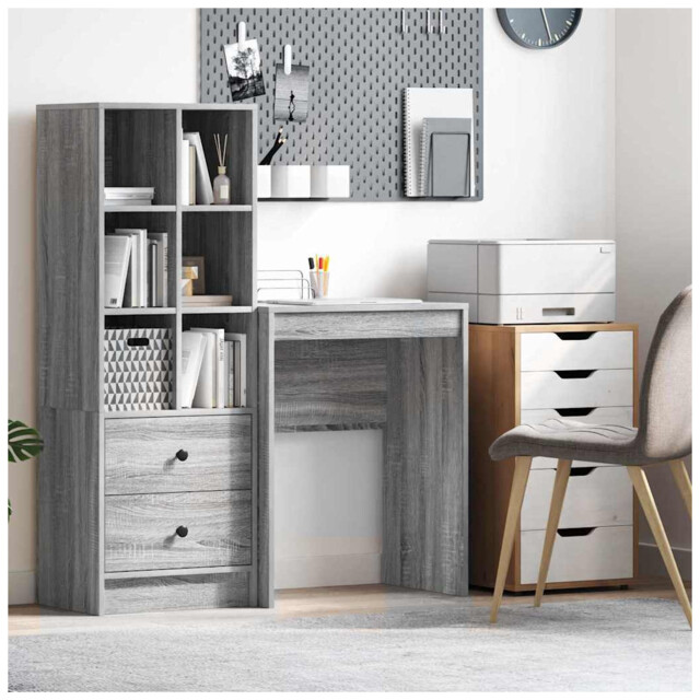 Desk Grey Sonoma 60x40x76 Cm Engineered Wood Compact Home Office Table