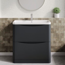 Nuie Lunar 2-drawer Vanity Unit & Polymarble Basin 800mm - Satin