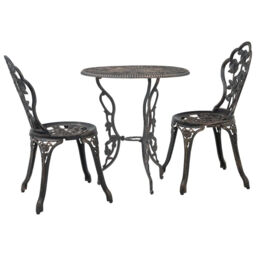 3 Piece Bistro Set Bronze Bistro Outdoor Balcony Patio Table Chair