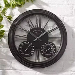 Large Outdoor Garden Station Wall Clock With Thermometer Indoor Clock