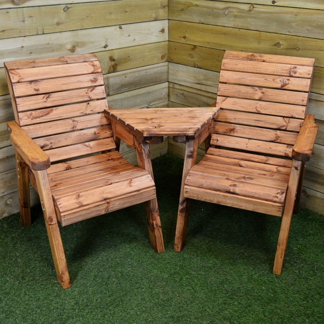 Charles Taylor Hand Made Chunky Wooden Garden Furniture Love Seats