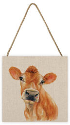 Jane Bannon - Jennifer - Cow - Wooden Block Wall Art 20 X 20 X 3cm